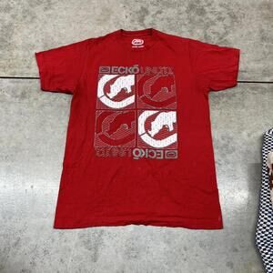 vintage ecko unltd rhino big logo red shirt size medium